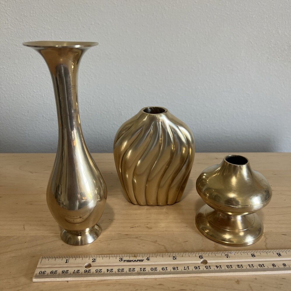 Vintage Brass Candlestick Holders Set of 3 - Picture 1 of 5